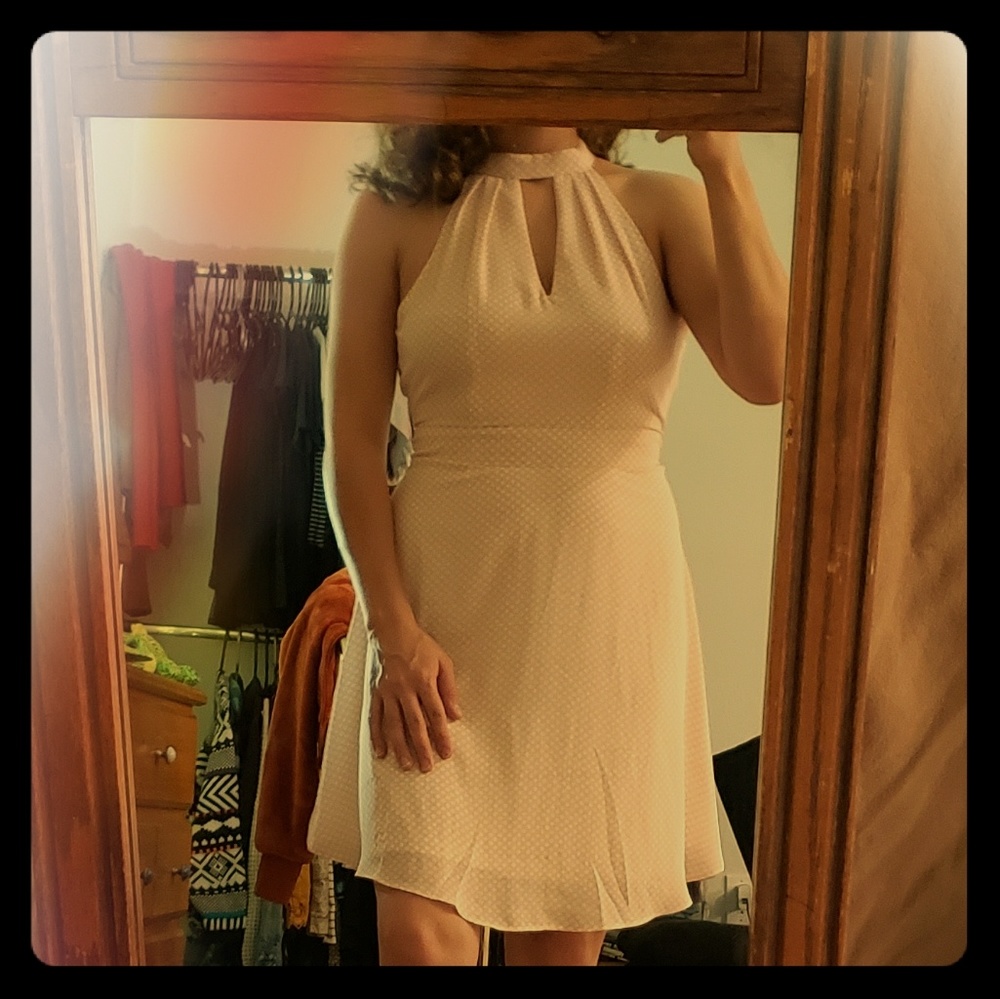 Baby pink polka-dot dress